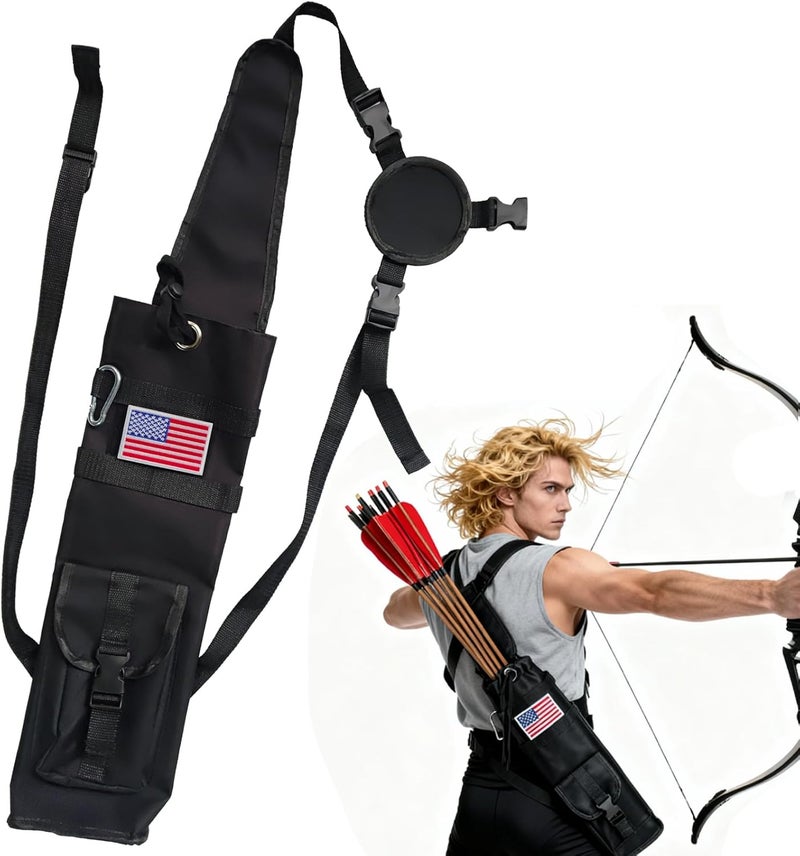 e5e10 Quiver for Arrows & Hip Quivers for Archery - Quiver with Drawstring Top Closure, Dual Shoulder or Hip Hanged - Pocket Quiver for Archery (Back) - Image 1